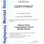 Innowacyjne Techniki Montażu Stolarki - certyfikat 2014