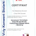 Innowacyjne Technologie, Ciepły Montaż Stolarki - certyfikat 2016